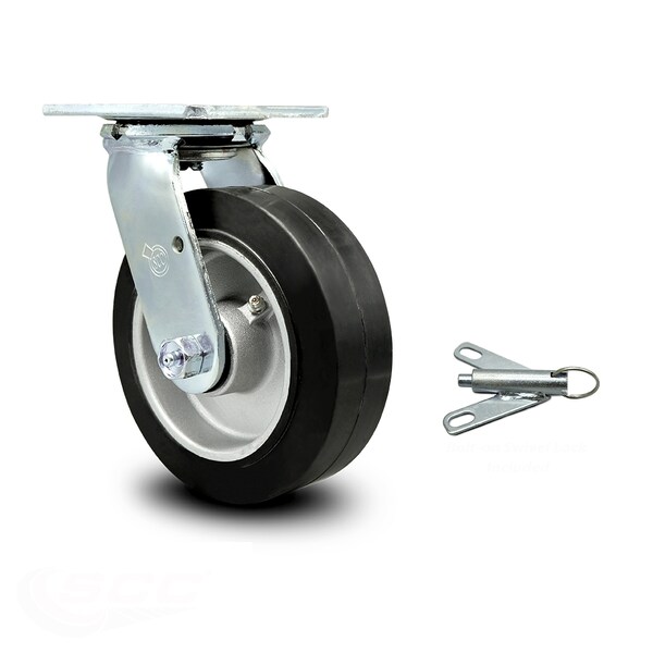 6 Inch Rubber on Aluminum Swivel Caster with Ball Bearing and Swivel Lock SCC